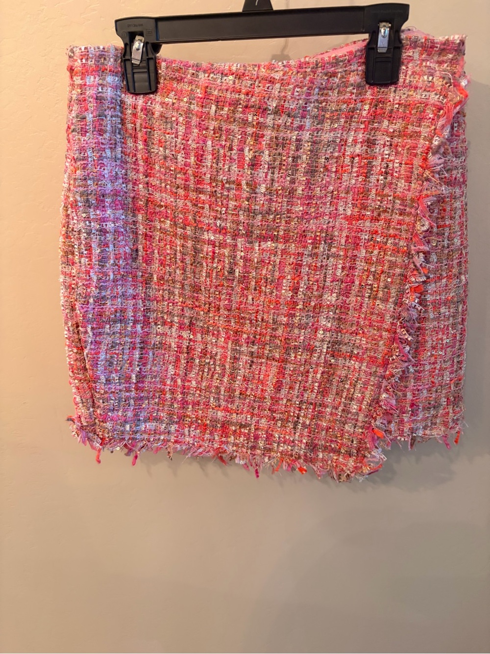 Forever 21 Pink Tweed Fringe Mini Skirt